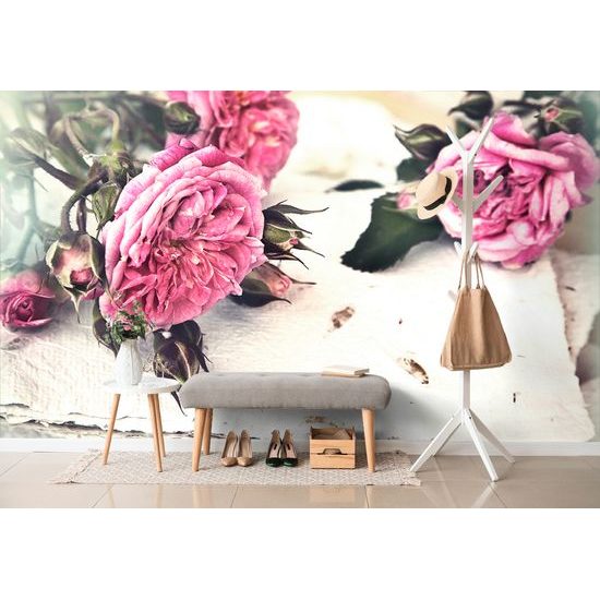 Okúzľujúca fototapeta ruže na pergamene