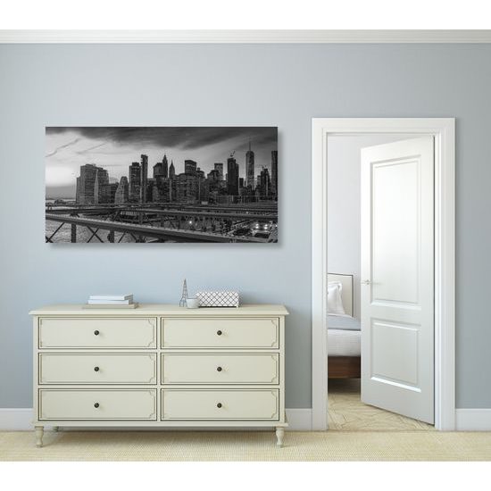 Obraz nočný New York v čiernobielom prevedení