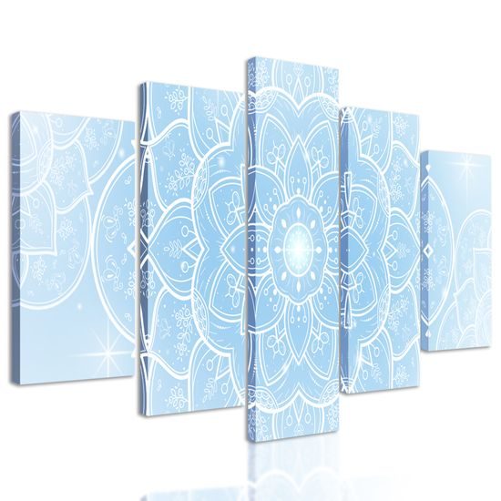 5-dielny obraz biely kvet Mandaly