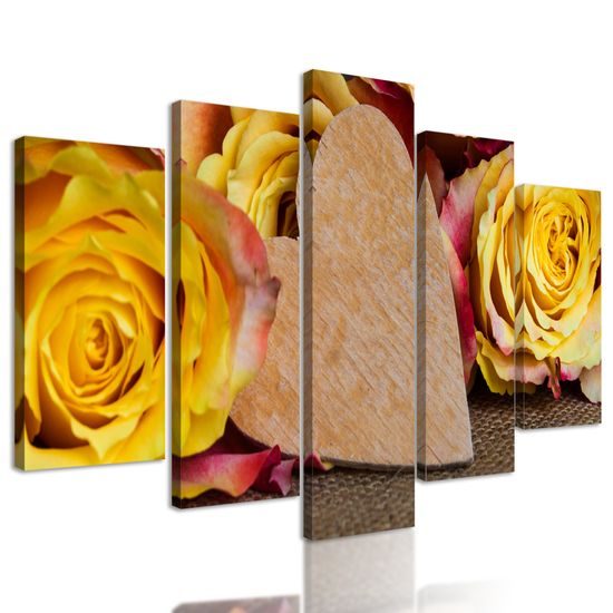5-dielny obraz nádherné žlté ruže