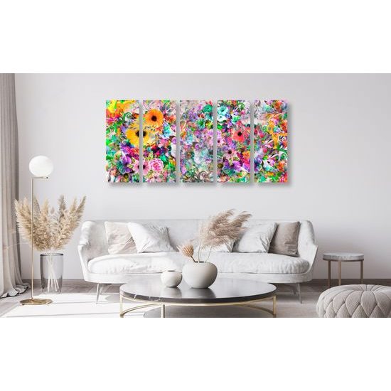 5-dielny obraz kvety v žiarivých farbách