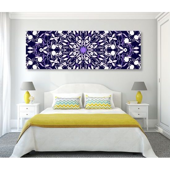 Obraz zaujimavá kvetinová Mandala v fialovom prevedení