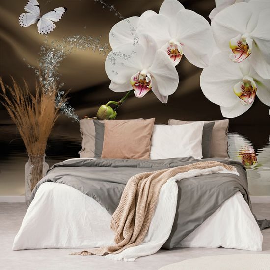 Samolepiaca tapeta harmónia motýľa s orchideou