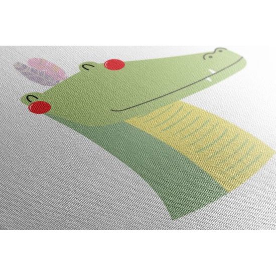 Obraz usmievavý krokodíl s indiánskymi pierkami