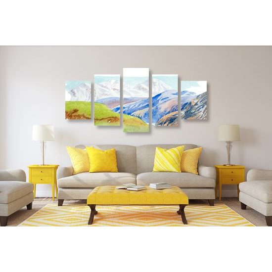 5-dielny obraz scenéria horskej krajiny