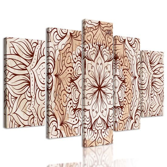 5-dielny obraz jemná abstrakcia kvetu