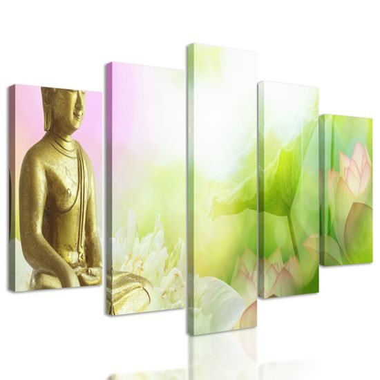 5-dielny obraz splinutie Budhu s prírodou