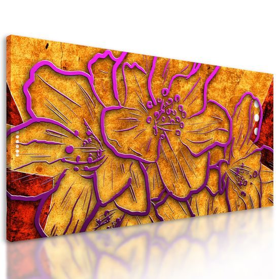 Obraz fialové kvety v abstraktnom prevedení