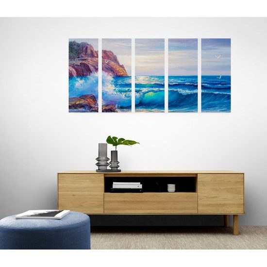 5-dielny obraz nekľudné more