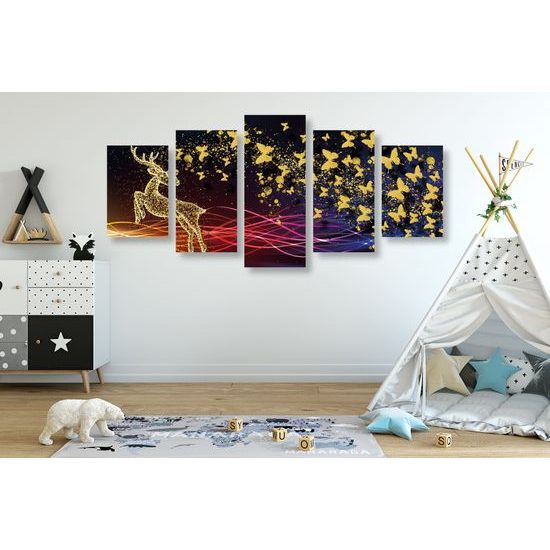 5-dielny obraz abstrakcia vesmírneho Jeleňa