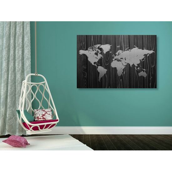 Obraz na korku luxusná mapa sveta v čiernobielom prevedení