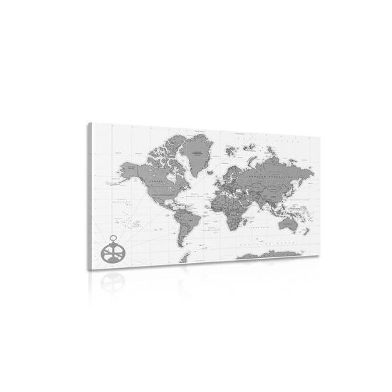 Obraz mapa v čiernobielom prevedení