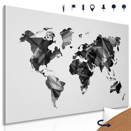 Obraz na korku vektorová šedá mapa sveta