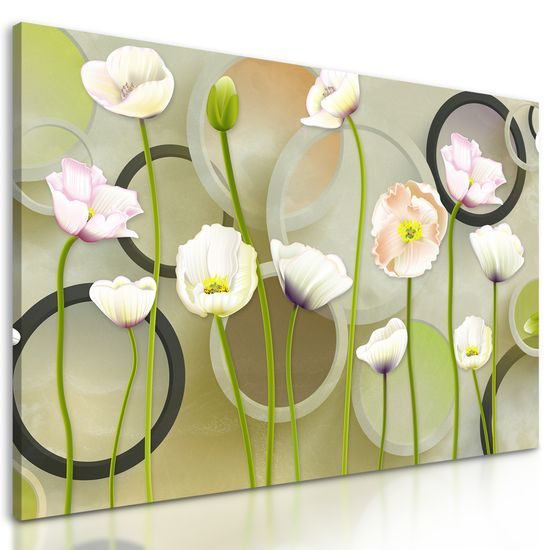 Obraz kvety bieleho maku s abstraktným pozadím