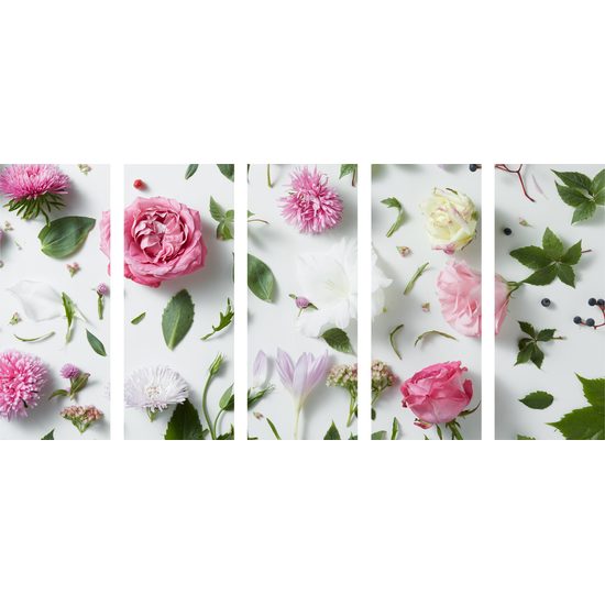 5-dielny obraz abstraktné umenie z kvetov