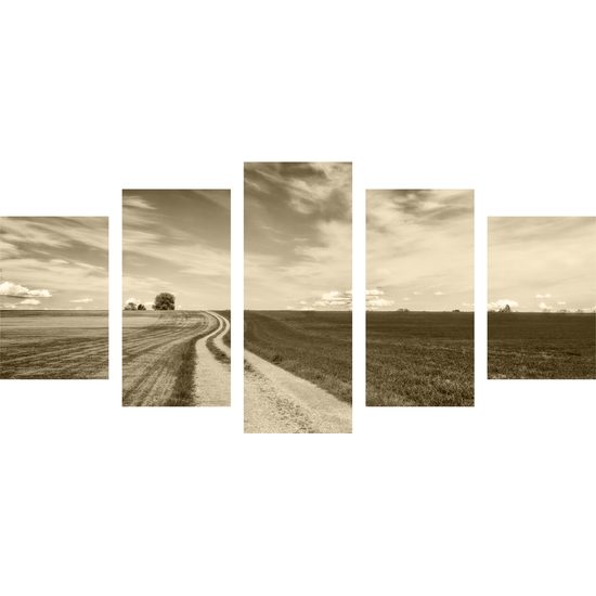 5-dielny obraz nádherná krajina v sépiovom prevedení