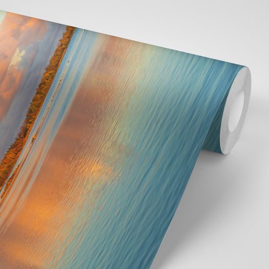 Samolepiaca fototapeta západ slnka pri jazere