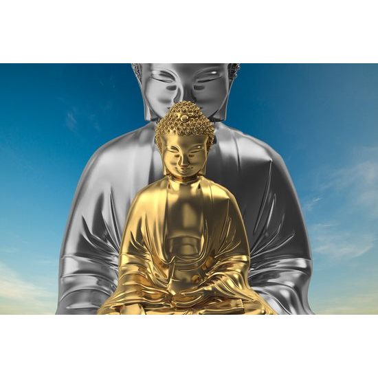 Obraz zlatý a strieborný Budha