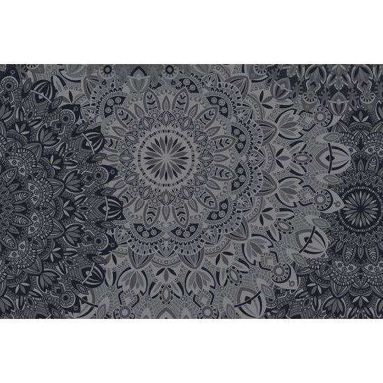 Samolepiaca tapeta moderná Mandala v čiernobielom prevedení