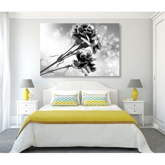 Obraz nádherny čiernobiely kvet