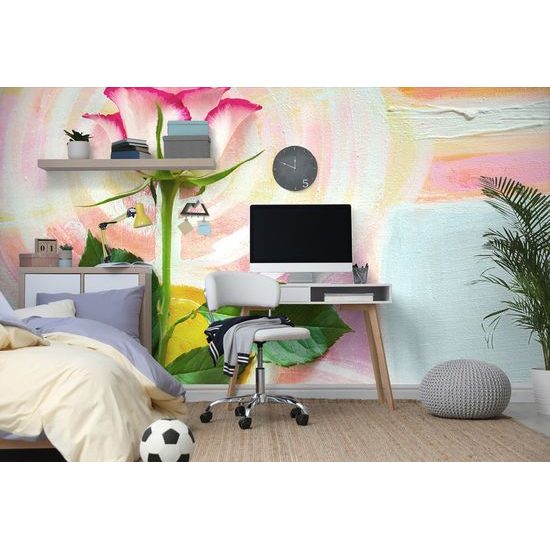 Samolepiaca fototapeta harmónia ruže s maľbou