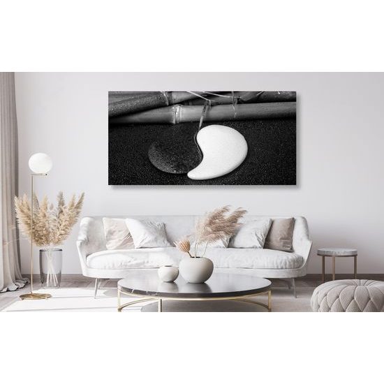 Obraz relaxačné Jin a Jang zátišie v čiernobielom prevedení