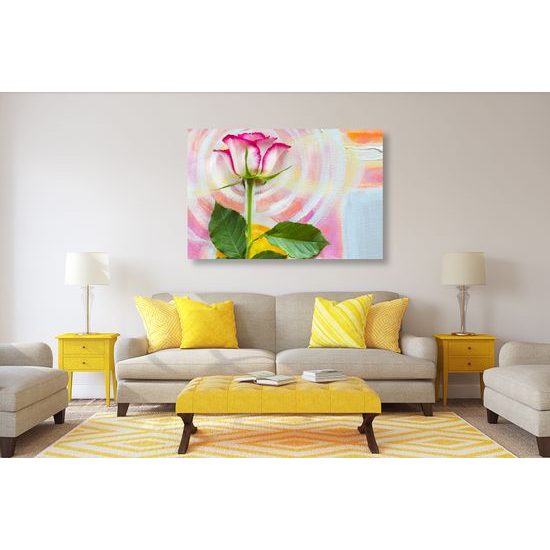 Obraz ruža na maľovanom pozadí