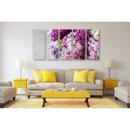 5-dielny obraz nádherný orgován v kvetináči