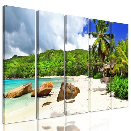 5-dielny obraz nádherná piesočnatá pláž