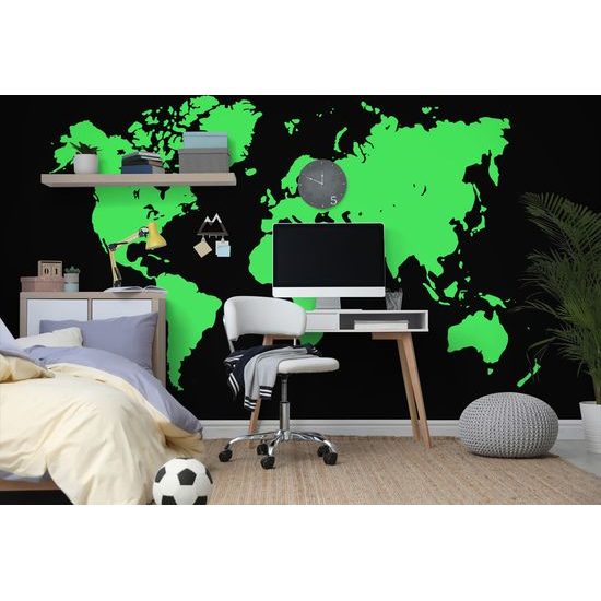 Samolepiaca tapeta zelená mapa sveta
