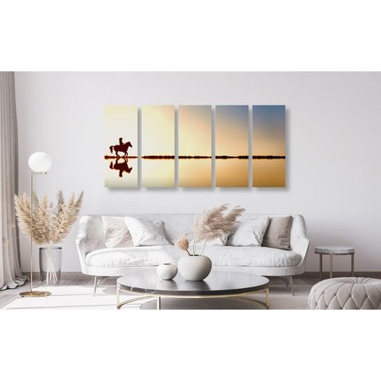 5-dielny obraz jazda za západom slnka