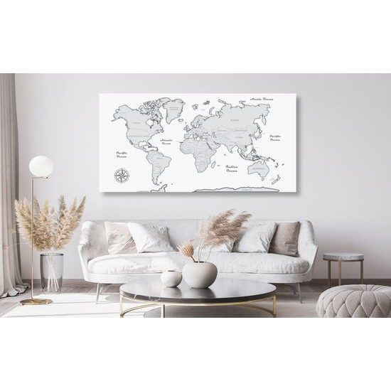 Obraz na korku jemná mapa v čiernobielom prevedení