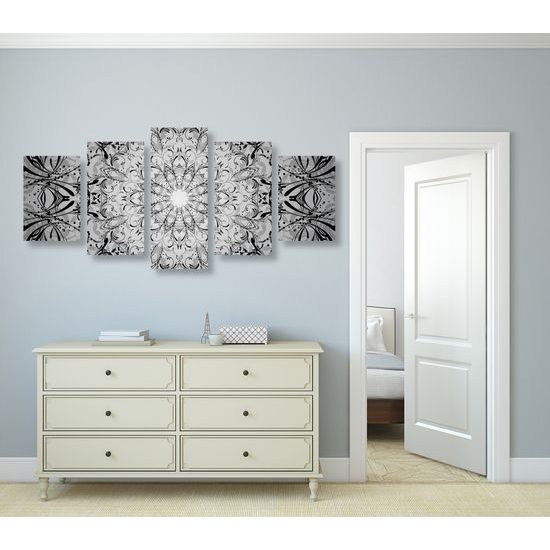 5-dielny obraz nádherná Mandala v modro-zelenom prevedení