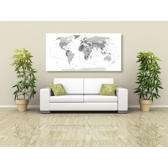 Obraz klasická mapa v čiernobielom prevedení