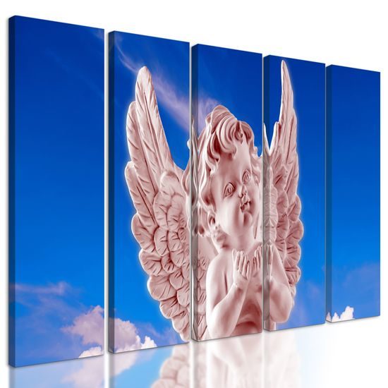 5-dielny obraz ružový anjel na oblohe