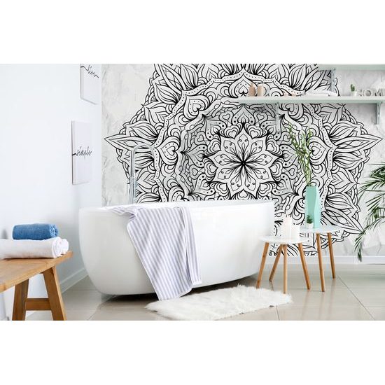 Samolepiaca tapeta jemná abstrakcia kvetu v čiernobielom prevedení