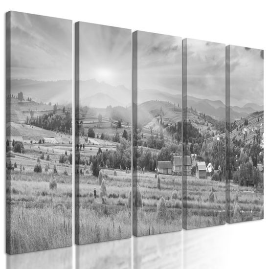 5-dielny obraz krásy Slovenskej prírody v čiernobielom prevedení