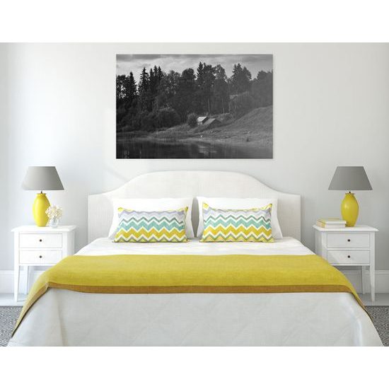 Obraz ukľudnujúca príroda v čiernobielom prevedení