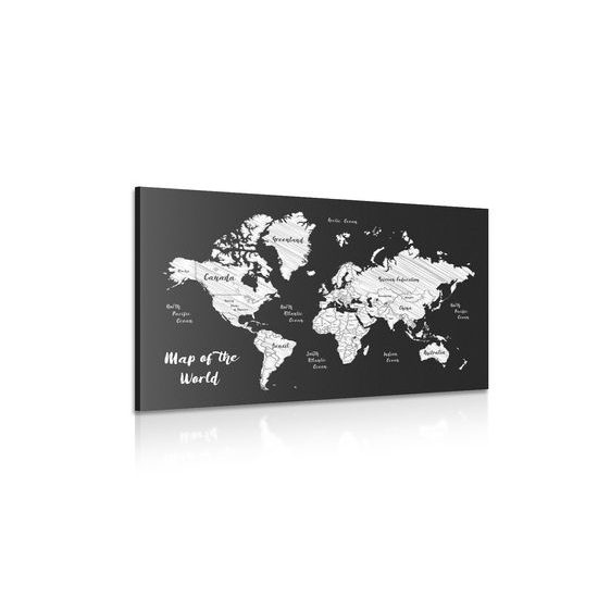 Obraz moderná mapa v čiernobielom prevedení