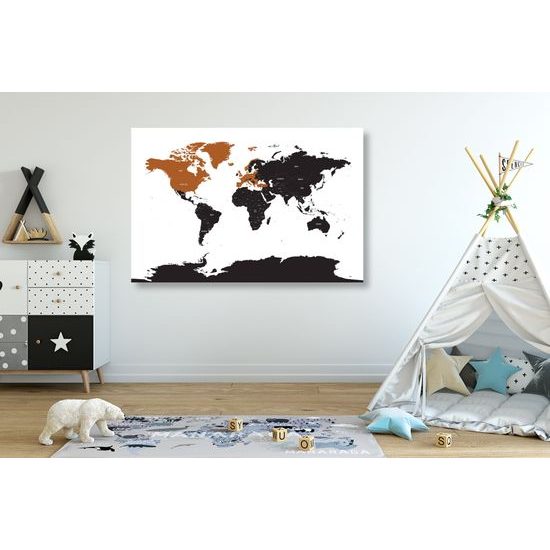 Obraz zaujímavá mapa na bielom pozadí s oranžovým detailom