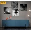 Set obrazů symboly Feng Shui v černobílém provedení