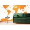Samolepící tapeta podrobná mapa světa v oranžové barvě