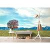 Samolepící fototapeta strom s panoramatem pohoří