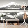 Samolepící fototapeta posvátná hora Fuji v černobílém provedení