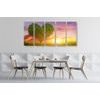5-dílný obraz západ slunce za strom ve tvaru srdce