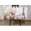 Obraz růžové květiny pod Eiffelovou věží