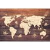 Obraz mapa světa na dřevěném podkladu