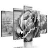 5-dílný obraz nádherná růžová růže v černobílém provedení