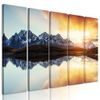 5-dílný obraz fascinující západ slunce nad horským plesem