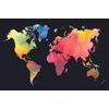 Samolepící tapeta akvarelová mapa světa na černém pozadí